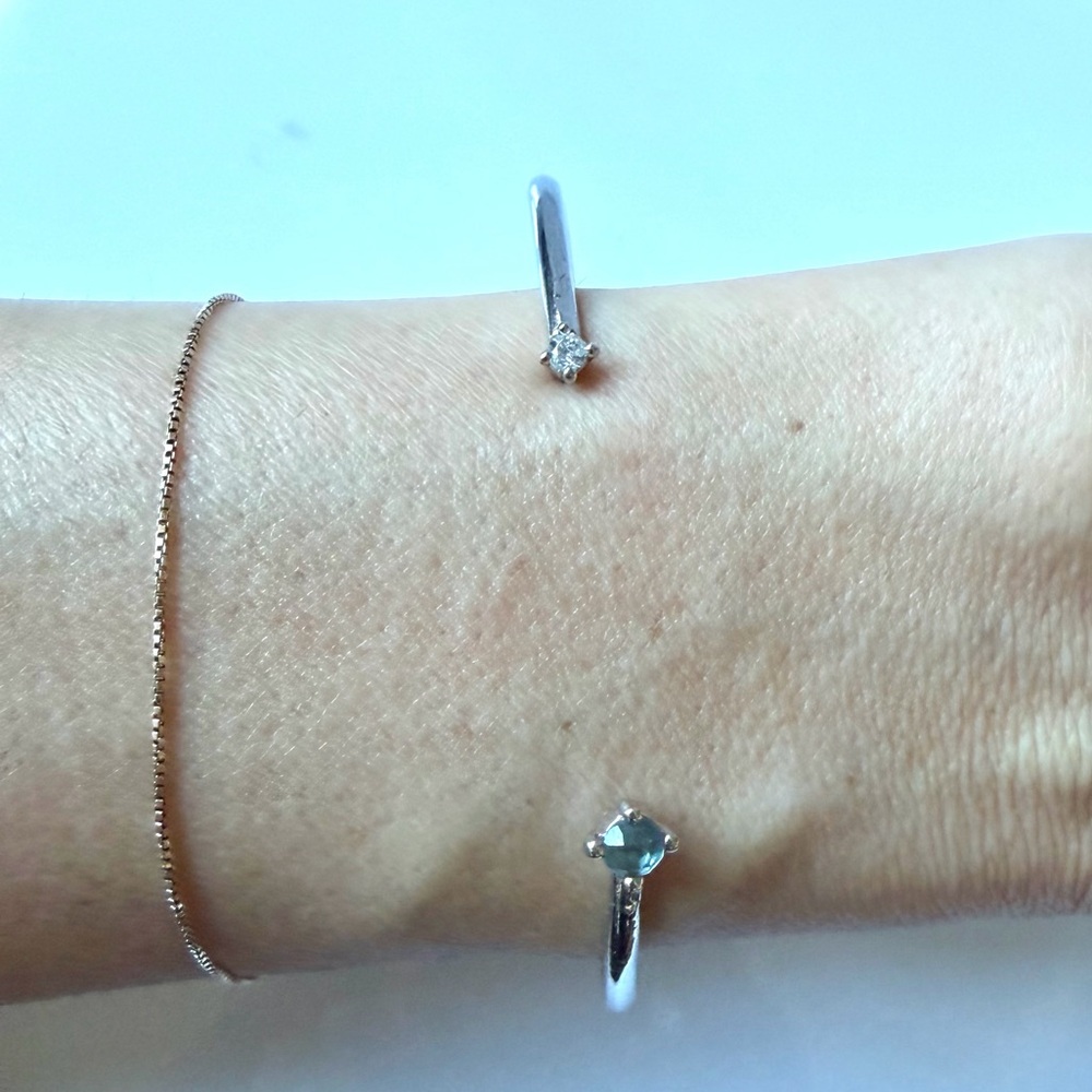 Melinda Maria Silver Open Bracelet with Blue & Clear Stones - Picture 1 of 3